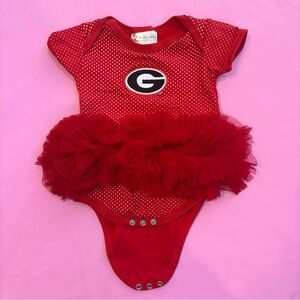 Georgia Bulldogs Baby Red w/ White Polka Dots Frilly Tutu One Piece 18 Months